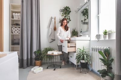 Organized Bathroom with Built-in Storage